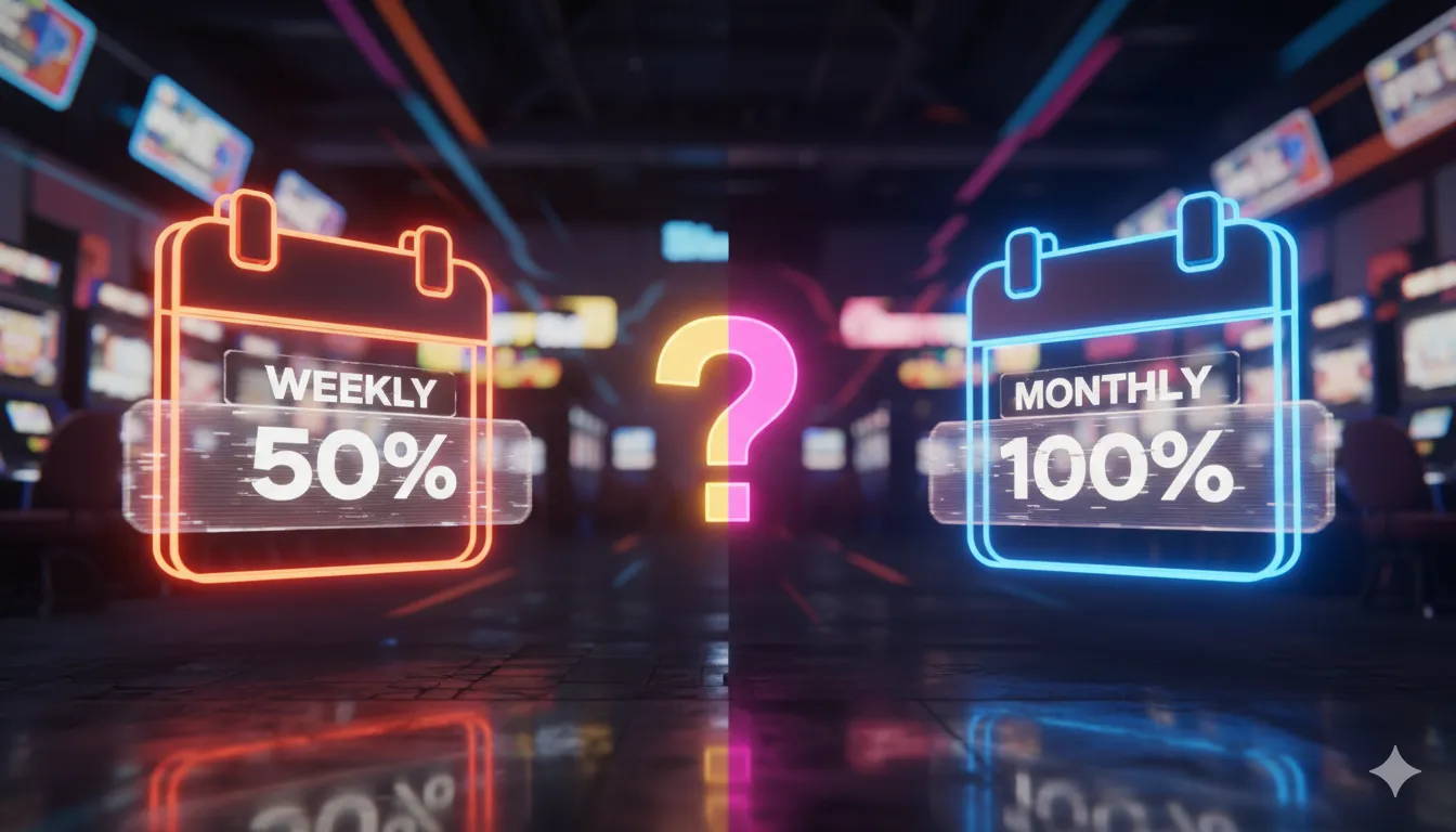 Tümbet haftalık ve aylık casino bonusu seçimi konsepti