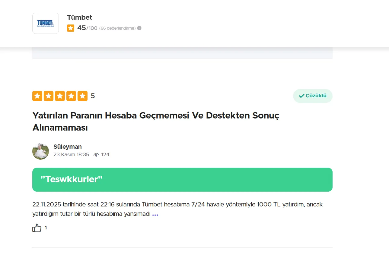 Tümbet Şikayetvar Değerlendirmeleri