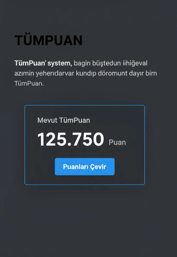 Tümbet TümPuan çevirme ekranı